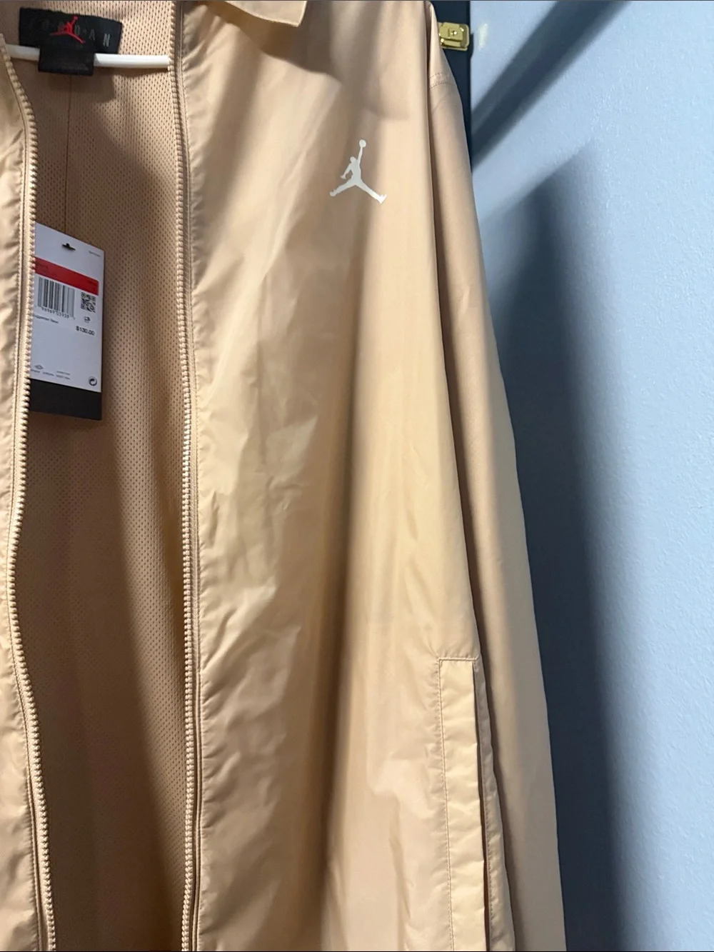 Jordan Men's Tan Windbreaker Jacket with White Jumpman